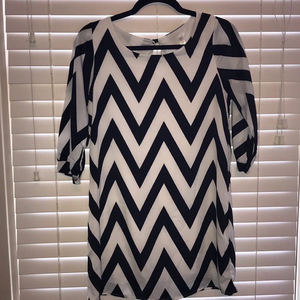 black and white chevron dress